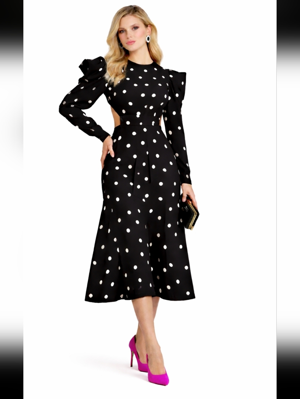 Carolina herrera polka‎ dot puff sleeve  dress